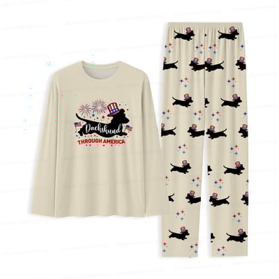 Dachshund Through America Funny Dog Pajamas Family