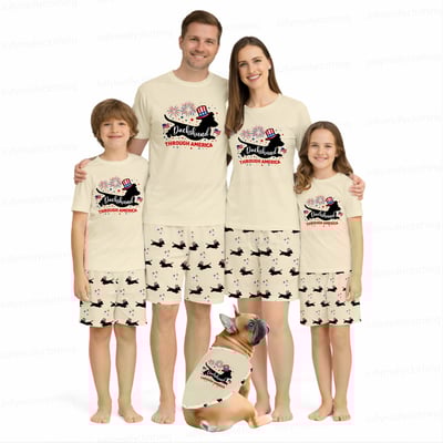 Dachshund Through America Family Matching Pajamas 4th of July Short Set