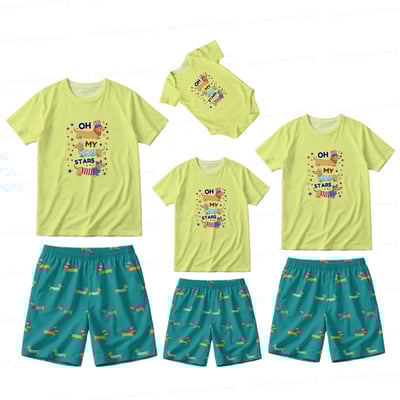 Oh My Stars Dachshund Family Matching Pajamas 4th of July Short Set