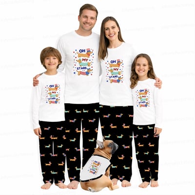 Cute Dachshund Family Matching Pajamas Oh My Stars Patriotic
