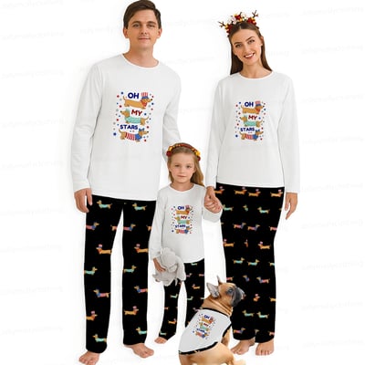 Cute Dachshund Family Matching Pajamas Oh My Stars Patriotic