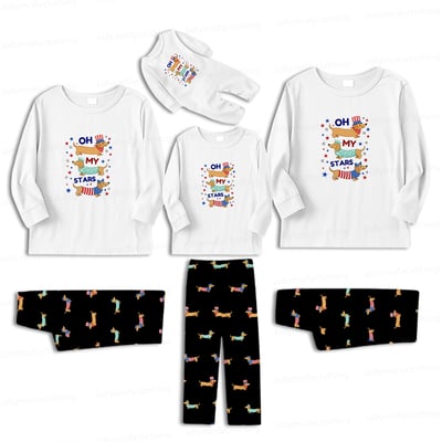 Cute Dachshund Family Matching Pajamas Oh My Stars Patriotic