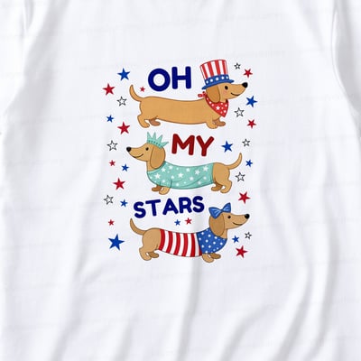 Oh My Stars Patriotic Dachshund Pajamas Family Matching Short Set