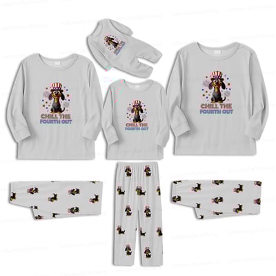 Chill the Fourth Out Dachshund Family Matching Pajamas Long Sleeve Set