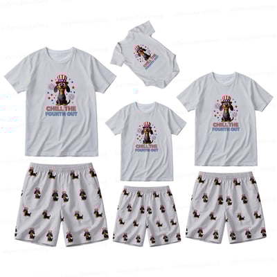 Chill The Fourth Out Dog Lover Family Matching Pajamas Set