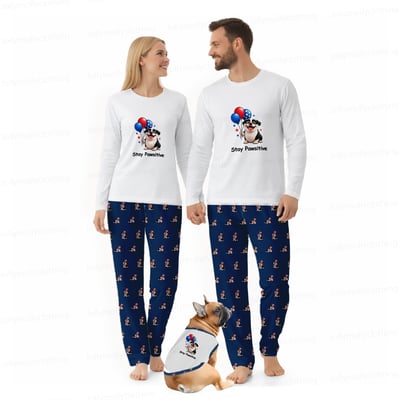 Funny Stay Pawsitive Dog Pajamas Family Matching Long Sleeve