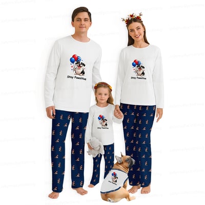 Funny Stay Pawsitive Dog Pajamas Family Matching Long Sleeve