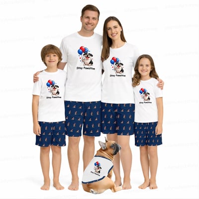 Cute Stay Pawsitive Puppy Family Matching Pajamas Short Set