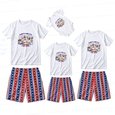 Party Like It’s 1776 Funny Duck Family Matching Pajamas Short Set