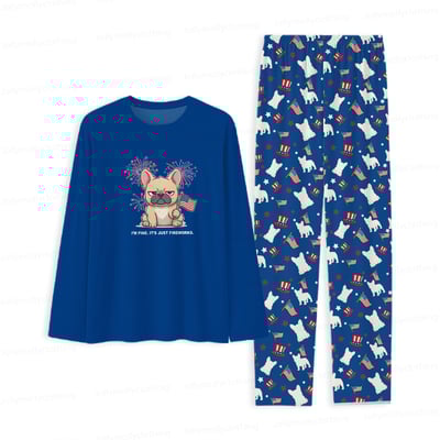 I’m Fine It’s Just Fireworks French Bulldog Family Matching Pajamas 4th of July