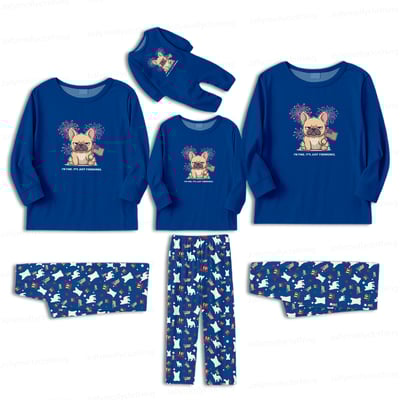 I’m Fine It’s Just Fireworks French Bulldog Family Matching Pajamas 4th of July