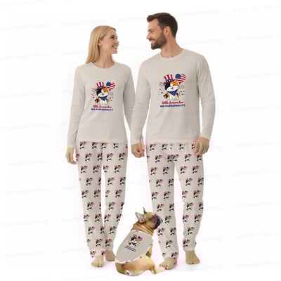 Cute Patriotic Cat Family Matching Pajamas Little Firecracker Set
