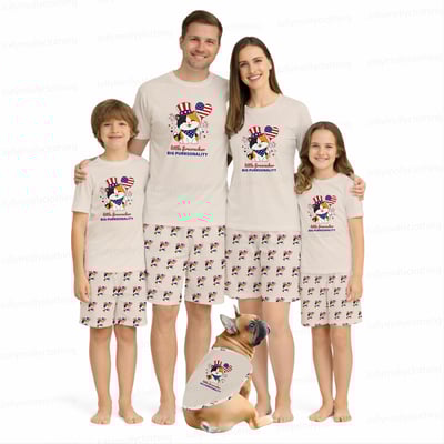 4th of July Cat Family Matching Pajamas Little Firecracker Cute Short Set