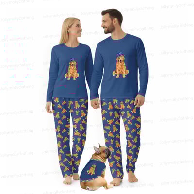 Patriotic Golden Retriever Family Matching Pajamas 4th of July Long Sleeve Set