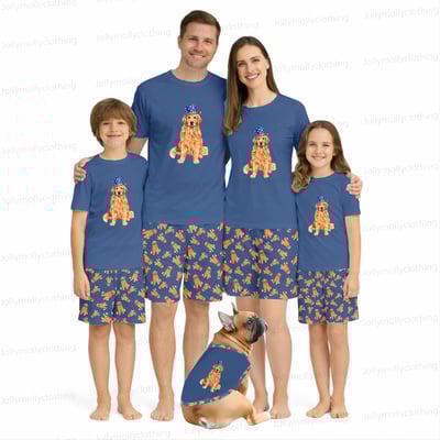 American Golden Retriever Family Matching Pajamas Summer Short Set