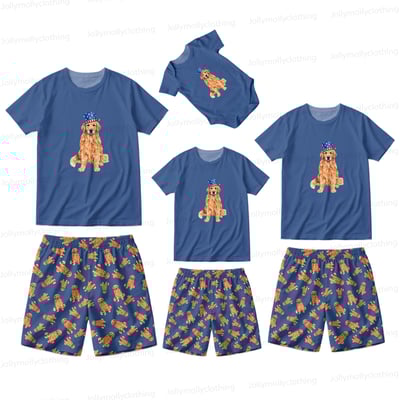 American Golden Retriever Family Matching Pajamas Summer Short Set