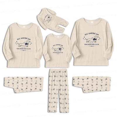 All American Dachshund Club Family Matching Pajamas 4th of July Long Sleeve Set