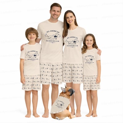 Classic Dachshund Family Matching Pajamas Summer Short Set