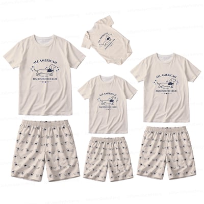 Classic Dachshund Family Matching Pajamas Summer Short Set