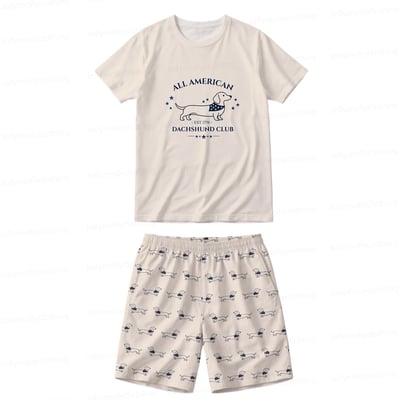 Classic Dachshund Family Matching Pajamas Summer Short Set