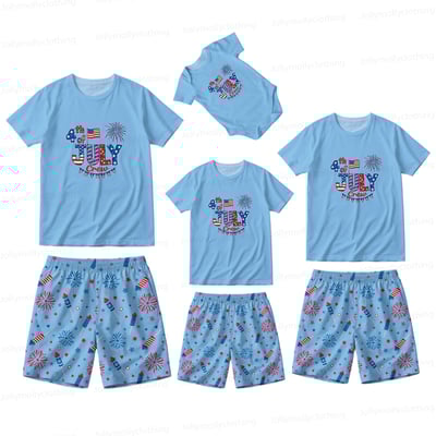 USA 4th of July Red White Blue Family Matching Pajamas