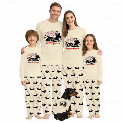 Dachshund Through America Funny Dog Pajamas Family