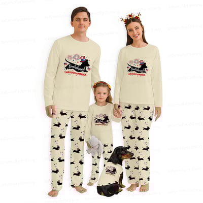 Dachshund Through America Funny Dog Pajamas Family