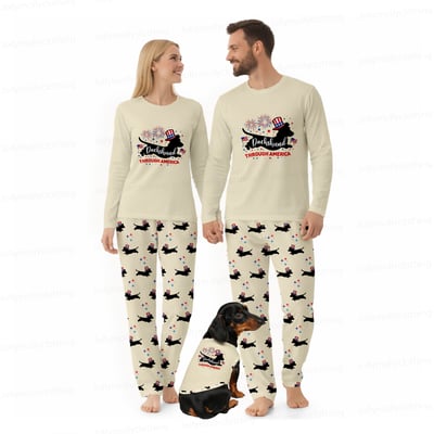 Dachshund Through America Funny Dog Pajamas Family