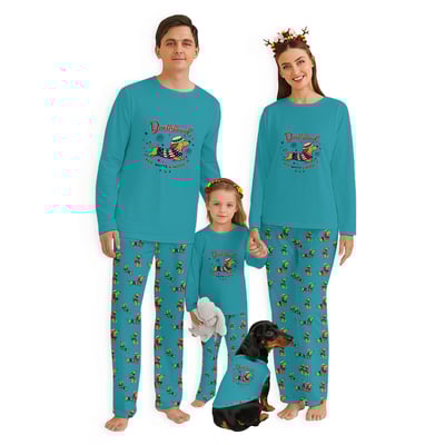 Dachshund Red White and Woof Family Matching Pajamas