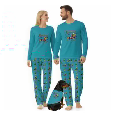 Dachshund Red White and Woof Family Matching Pajamas