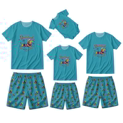 Funny Dachshund Red White and Woof Family Matching Pajamas Short Set