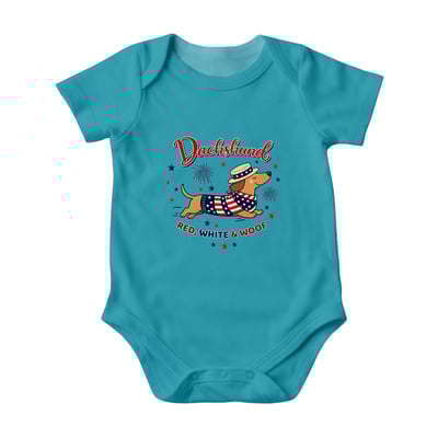 Funny Dachshund Red White and Woof Family Matching Pajamas Short Set