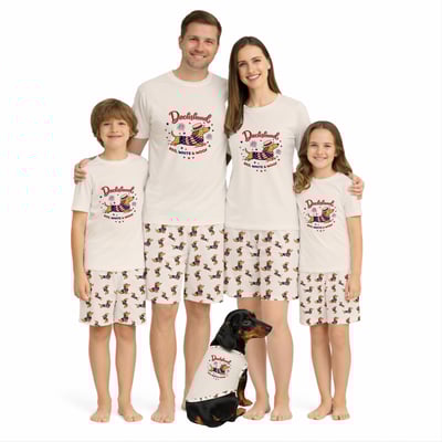4th of July Dachshund Family Matching Pajamas Red White and Woof