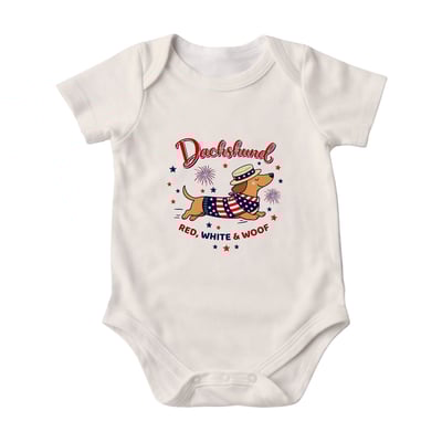 4th of July Dachshund Family Matching Pajamas Red White and Woof