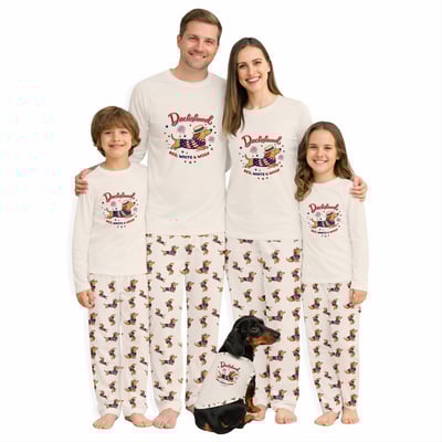 Patriotic Dachshund Family Matching Pajamas Red White and Woof Set