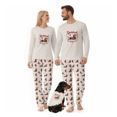 Patriotic Dachshund Family Matching Pajamas Red White and Woof Set