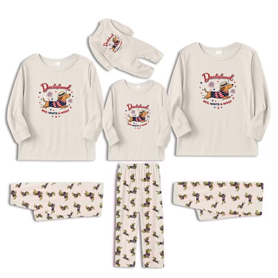 Patriotic Dachshund Family Matching Pajamas Red White and Woof Set