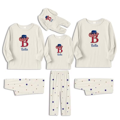 Personalized Patriotic Family Matching Pajama Set Fourth of July Sleepwear for Parents Kids Dog