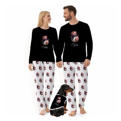 Personalized Baseball Patriotic Family Matching Pajama Set Fourth of July Sleepwear