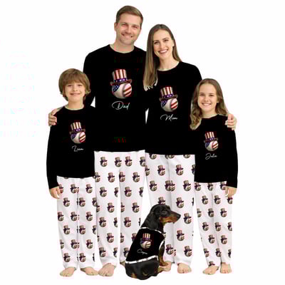 Personalized Baseball Patriotic Family Matching Pajama Set Fourth of July Sleepwear
