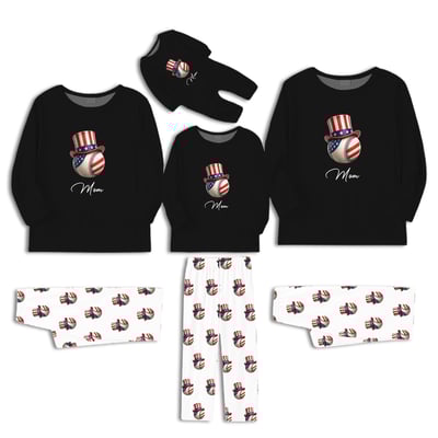 Personalized Baseball Patriotic Family Matching Pajama Set Fourth of July Sleepwear