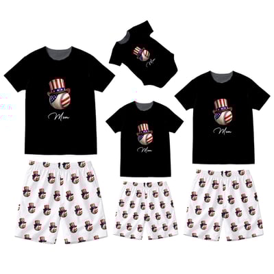 Patriotic Baseball Family Matching Short Pajamas Personalized Names