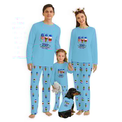Patriotic Ice Cream Family Matching Pajama Set 250th Anniversary Sleepwear