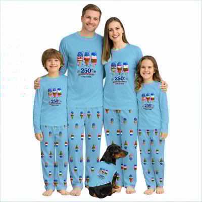 Patriotic Ice Cream Family Matching Pajama Set 250th Anniversary Sleepwear