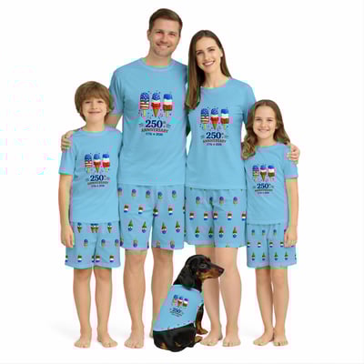 USA Ice Cream Family Matching Short Pajama Set 1776 2026 Sleepwear