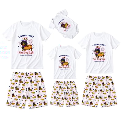 Patriotic Dachshund Family Matching Pajama Shorts Set with Pet