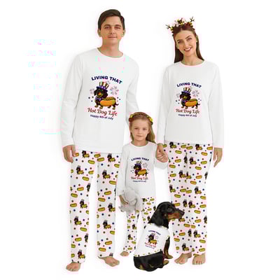 Living That Hot Dog Life Funny Dachshund Family Matching Pajamas