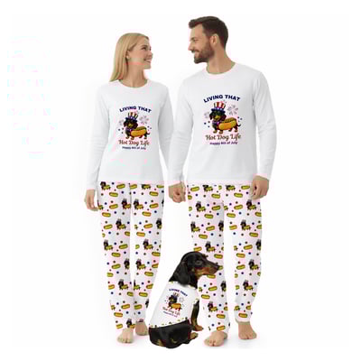 Living That Hot Dog Life Funny Dachshund Family Matching Pajamas