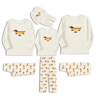 Personalized Sausage Dog Family Matching Pajama Set Custom Text Design