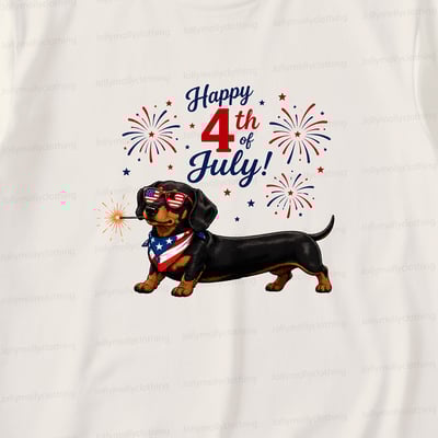 Patriotic Family Matching Pajama Shorts Set with Dachshund Print